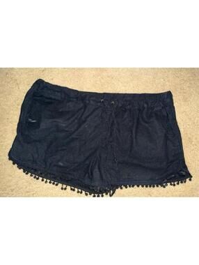 J by j crew women’s linen blend pull on pant Sz L black drawstring pocket